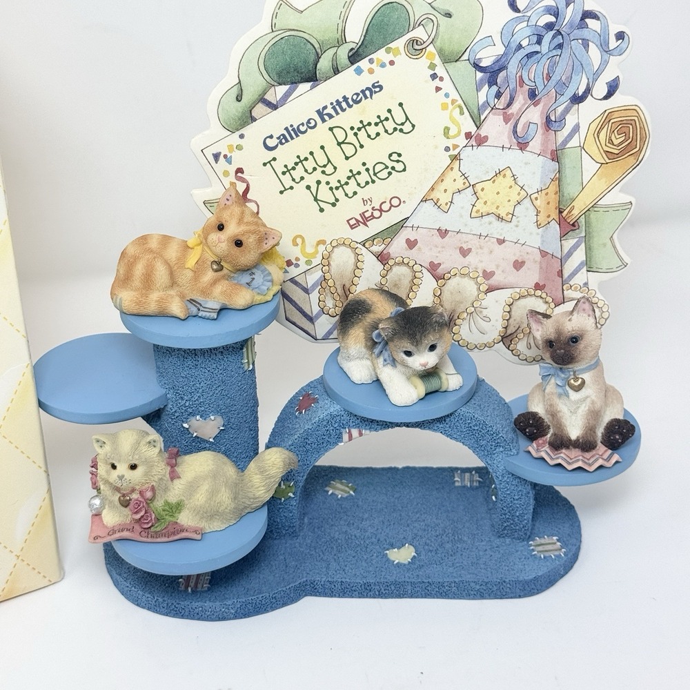 Calico Kittens Show Cats Itty Bitty Kitties Set Vintage 90s Enesco Figurines